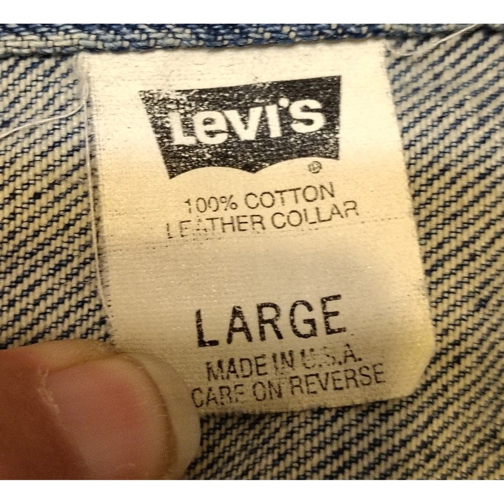 Levi Strauss & Co Denim Jacket Trucker Style Tan Collar Men Large Made in USA‎ - Picture 10 of 11